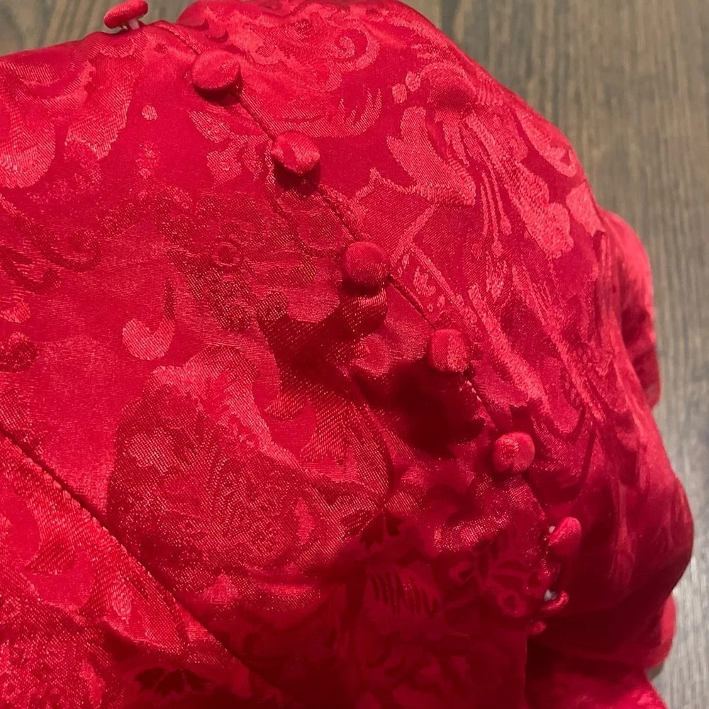Vintage Victoria’s Secret Gold Label Red Brocade Teddy One Piece Bow Lingerie - Picture 9 of 13